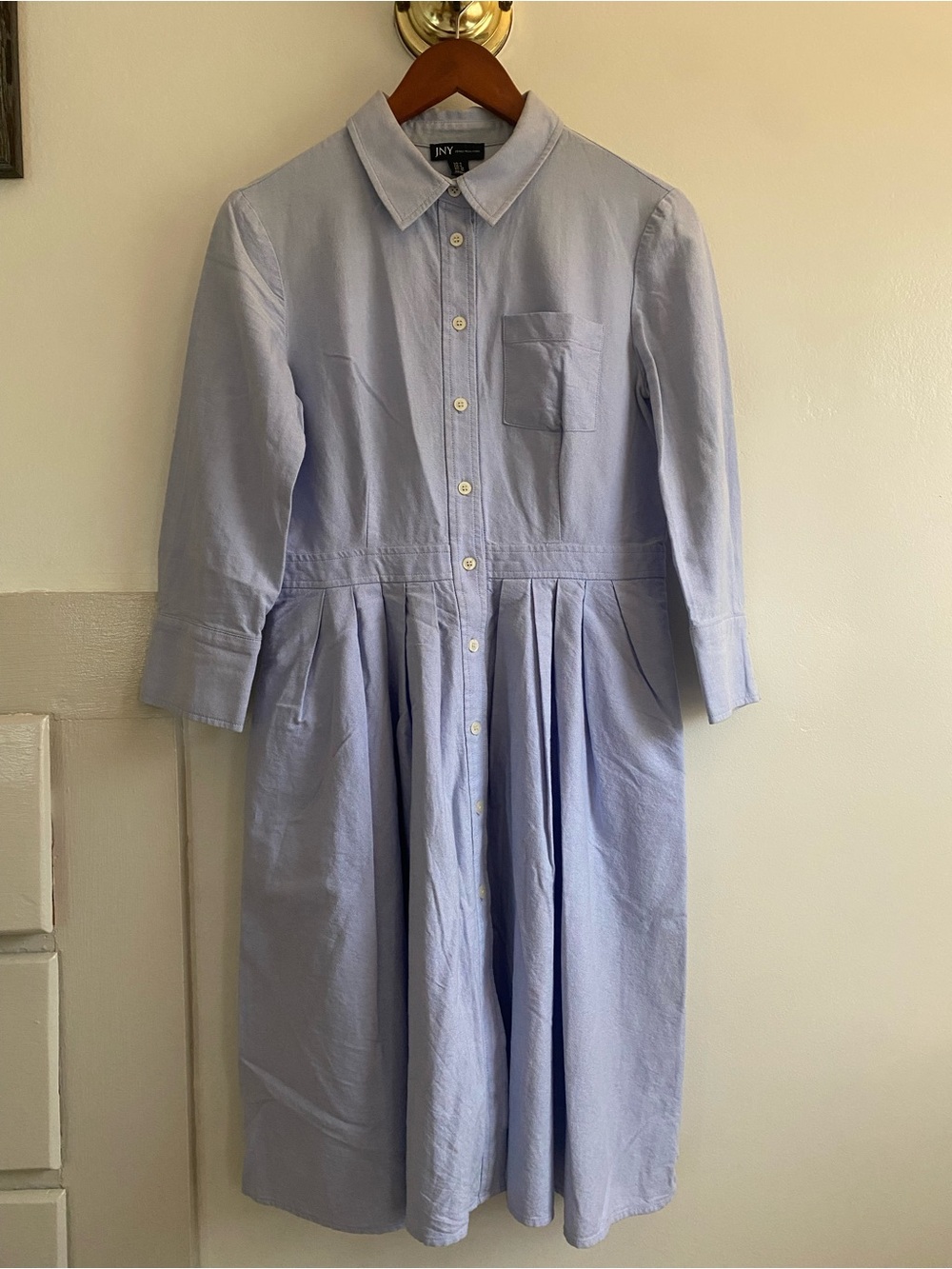 JNY Light Blue Chambray Button-Front Shirt Dress